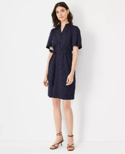 Petite Embroidered Belted Shift Dress
