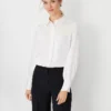 Petite Collared Shirred Yoke Button Down Shirt Winter White 1 Petite Collared Shirred Yoke Button Down Shirt Winter White -Anntaylor Shop 825082 9192