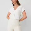 Petite Mixed Media Pleat Front Top Winter White 2 Petite Mixed Media Pleat Front Top Winter White -Anntaylor Shop 825352 9192