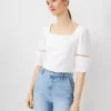 Petite Square Neck Puff Sleeve Top White -Anntaylor Shop 825752 9000