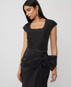 Fitted Square-Neck Top Black 6 Fitted Square-Neck Top Black -Anntaylor Shop 826040 2222