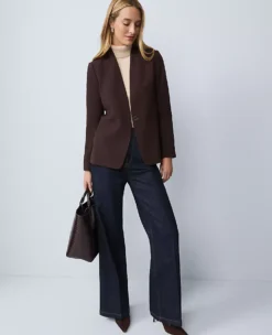 The Petite Cutaway Blazer In Fluid Crepe Pure Chocolate 7 The Petite Cutaway Blazer In Fluid Crepe Pure Chocolate -Anntaylor Shop 826277 7043 ALT2