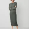 Petite Weekend Collection Henley Knit Column Dress Dried Cilantro -Anntaylor Shop 826320 3020