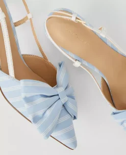 Bow Slingback Kitten Heel Pumps Larimar Blue -Anntaylor Shop 826554 2681 ALT1