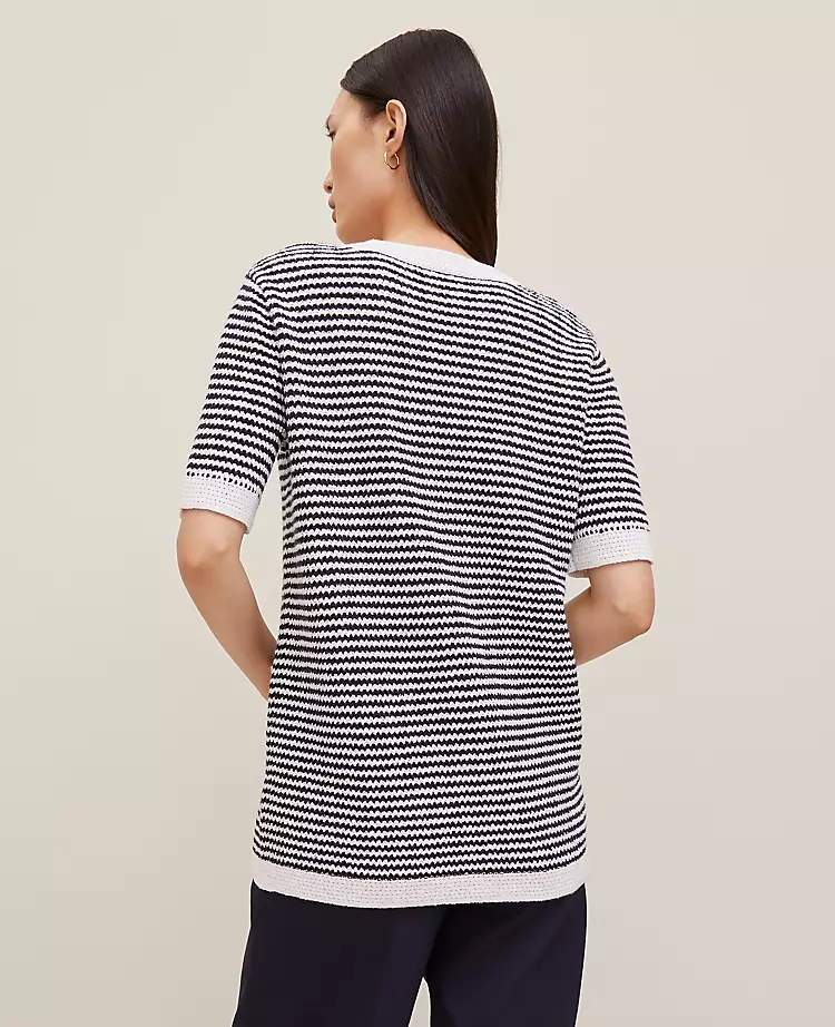 Striped Long Sweater Jacket Navy/White 4 Striped Long Sweater Jacket Navy/White - Image 2