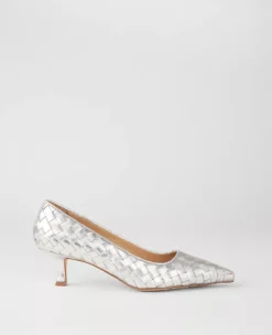 Nip Toe Kitten Heel Pumps Silver