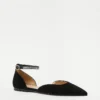 Crystal Ankle Strap Pointy Toe Suede Flat Black -Anntaylor Shop 827617 2222