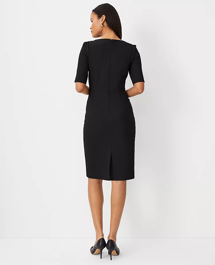 The Petite Elbow Sleeve Square Neck Dress In Seasonless Stretch - Curvy Fit Core Black 4 The Petite Elbow Sleeve Square Neck Dress In Seasonless Stretch - Curvy Fit Core Black - Image 2