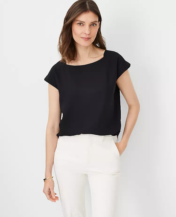 Petite Boatneck Top Black 3 Petite Boatneck Top Black