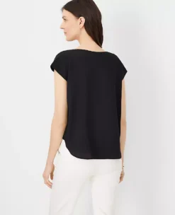 Petite Boatneck Top Black 5 Petite Boatneck Top Black -Anntaylor Shop 828631 2222 ALT1