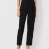 The High Rise Pleated Taper Pant In Fluid Crepe Black