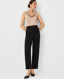 The High Rise Pleated Taper Pant In Fluid Crepe Black 7 The High Rise Pleated Taper Pant In Fluid Crepe Black -Anntaylor Shop 829057 2222 ALT2