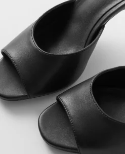 Leather Peep Toe Sandals Black -Anntaylor Shop 829468 2222 ALT1