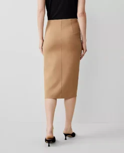 Petite Ponte Pull-On Slit Pencil Skirt Perfect Camel -Anntaylor Shop 829527 7703 ALT2