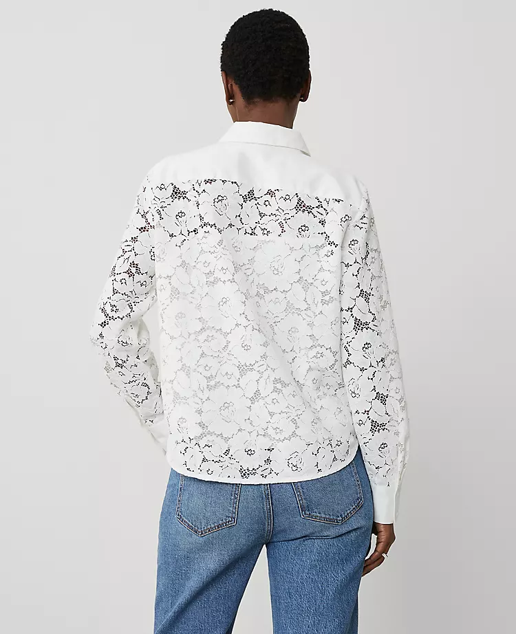 Petite Lace Shirt White 5 Petite Lace Shirt White - Image 3