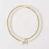 Double Wrap Metal And Pearl Necklace Ivory -Anntaylor Shop 830342 9129