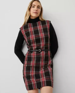 Petite Plaid Shift Dress Black 7 Petite Plaid Shift Dress Black -Anntaylor Shop 830401 514243 ALT2