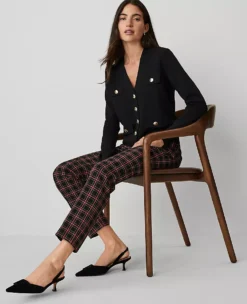 The Petite Eva Ankle Pant In Plaid Black