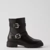 Weekend Collection Buckle Leather Bootie Black -Anntaylor Shop 830672 2222