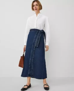 Petite Weekend Collection Denim Wrap Maxi Skirt Vintage Dark Wash 7 Petite Weekend Collection Denim Wrap Maxi Skirt Vintage Dark Wash -Anntaylor Shop 830699 6798