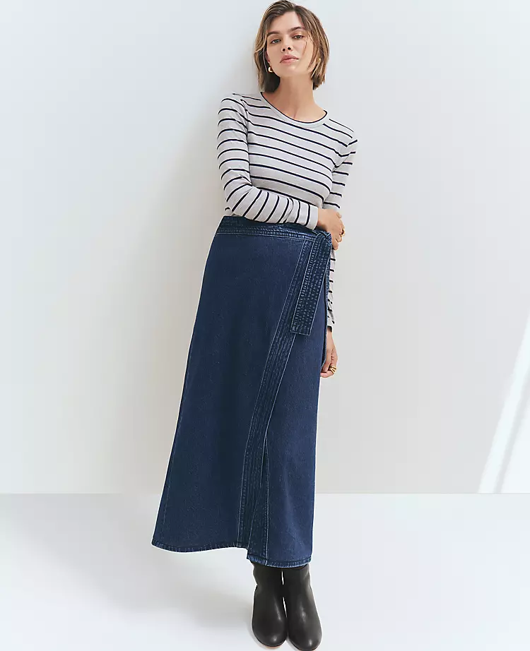 Petite Weekend Collection Denim Wrap Maxi Skirt Vintage Dark Wash 3 Petite Weekend Collection Denim Wrap Maxi Skirt Vintage Dark Wash
