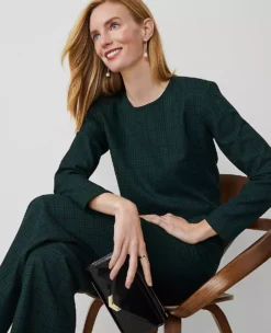 Petite Plaid Long Sleeve Top Green Multi -Anntaylor Shop 830751 8961 ALT2