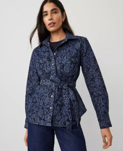 Floral Flared Denim Shirt Colorway 1 -Anntaylor Shop 830831 517998