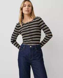 Petite Weekend Collection Stripe Henley Top Multi