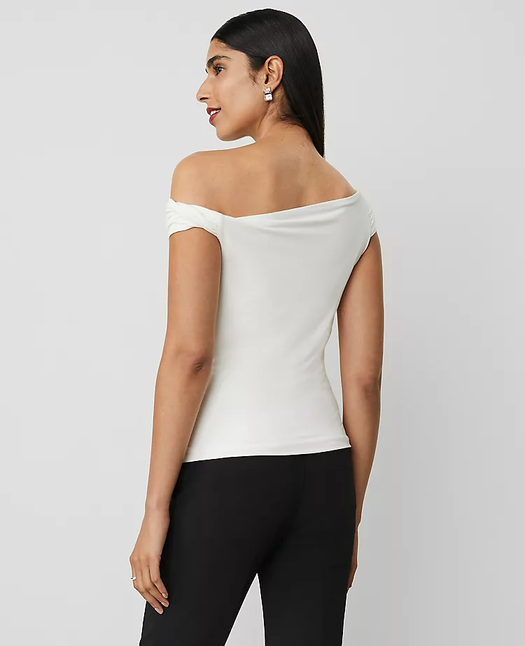 Petite Asymmetric One-Shoulder Top Winter White 4 Petite Asymmetric One-Shoulder Top Winter White - Image 2