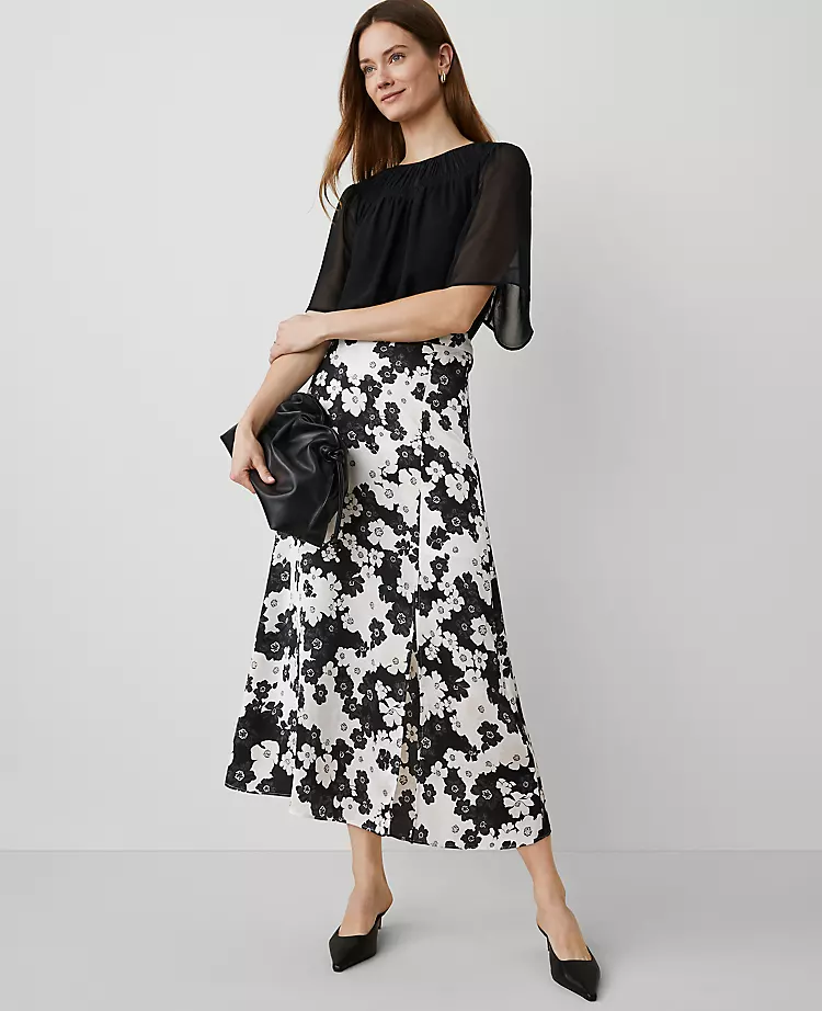 Floral Satin Maxi Skirt Black 4 Floral Satin Maxi Skirt Black - Image 2