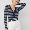 Petite Weekend Collection Striped Puff Sleeve Henley Top Night Sky 2 Petite Weekend Collection Striped Puff Sleeve Henley Top Night Sky -Anntaylor Shop 831050 518787