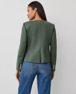 Petite Ponte Crew Neck Jacket Dried Cilantro -Anntaylor Shop 831186 3020 ALT1