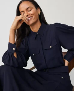 Petite Utility Shirt Night Sky 9 Petite Utility Shirt Night Sky -Anntaylor Shop 831253 1362 ALT2