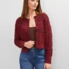 Pointelle Textured Cardigan Moroccan Red -Anntaylor Shop 831272 5535