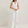 The Wide-Leg Pant In Linen Blend White 1 The Wide-Leg Pant In Linen Blend White -Anntaylor Shop 831413 9000