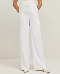 The Wide-Leg Pant In Linen Blend White -Anntaylor Shop 831413 9000 ALT1