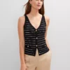 Striped Button Tank Top Black -Anntaylor Shop 831502 524555