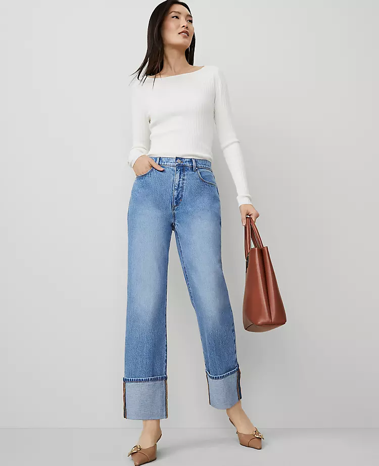 The Petite Cuffed Straight Jean Light Wash Indigo 4 The Petite Cuffed Straight Jean Light Wash Indigo - Image 2