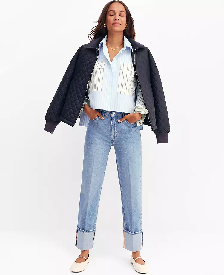 The Petite Cuffed Straight Jean Light Wash Indigo 3 The Petite Cuffed Straight Jean Light Wash Indigo