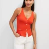 Button V-Neck Tank Top Red Pepper 2 Button V-Neck Tank Top Red Pepper -Anntaylor Shop 831538 8861