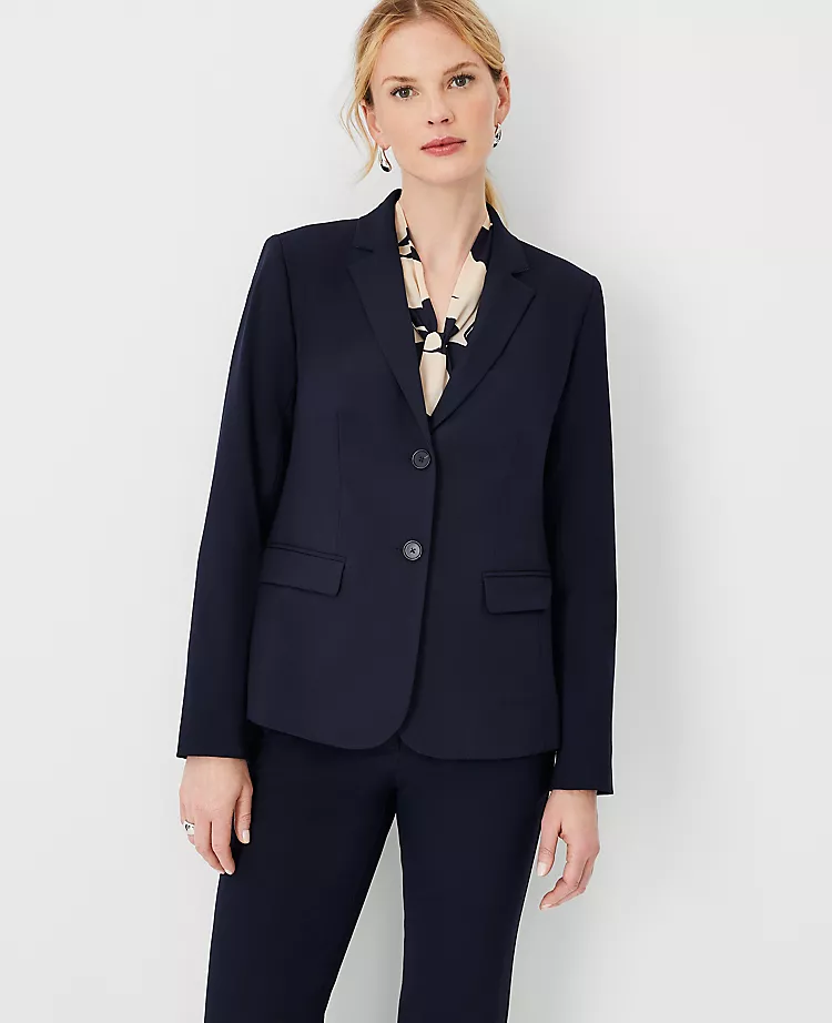 The Notched Two Button Blazer In Seasonless Stretch - Curvy Fit Deep Navy Sky 3 The Notched Two Button Blazer In Seasonless Stretch - Curvy Fit Deep Navy Sky