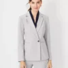 The Fitted Double Breasted Blazer In Bi-Stretch Pebble Grey Melange -Anntaylor Shop 831762 6292