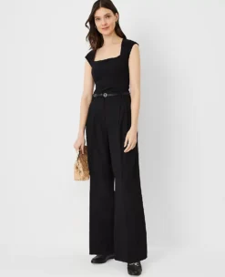 The Petite Pleated Wide-Leg Pant Black 6 The Petite Pleated Wide-Leg Pant Black -Anntaylor Shop 832986 2222 ALT1