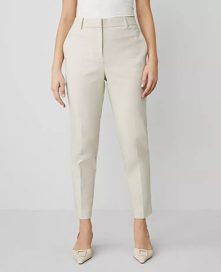 The Petite High Rise Everyday Ankle Pant In Stretch Cotton - Curvy Fit Tahini 3 The Petite High Rise Everyday Ankle Pant In Stretch Cotton - Curvy Fit Tahini