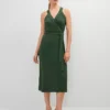 Petite Halter Wrap Midi Dress Cypress Tree -Anntaylor Shop 833533 019670