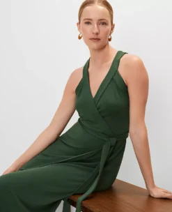 Petite Halter Wrap Midi Dress Cypress Tree 7 Petite Halter Wrap Midi Dress Cypress Tree -Anntaylor Shop 833533 019670 ALT2