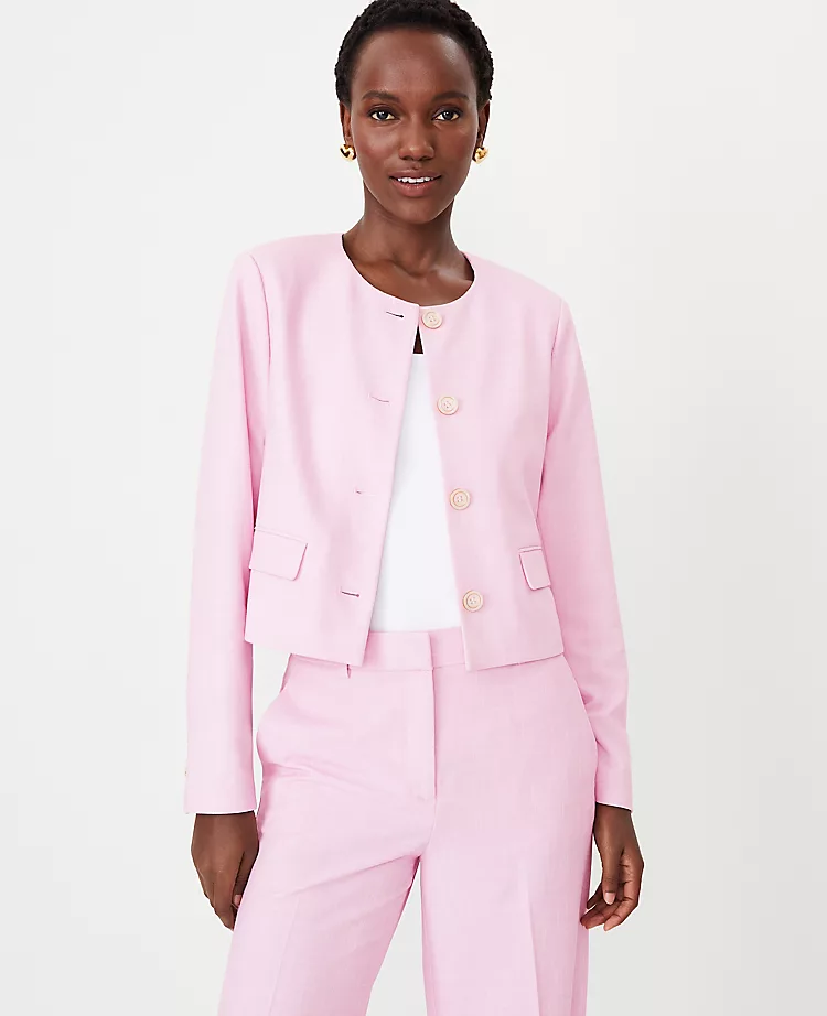 The Petite Crew Neck Jacket In Cross Weave Fragrant Lilac 3 The Petite Crew Neck Jacket In Cross Weave Fragrant Lilac