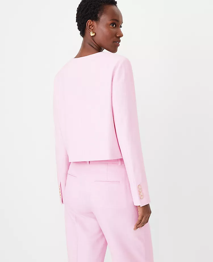 The Petite Crew Neck Jacket In Cross Weave Fragrant Lilac 4 The Petite Crew Neck Jacket In Cross Weave Fragrant Lilac - Image 2