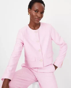 The Petite Crew Neck Jacket In Cross Weave Fragrant Lilac 7 The Petite Crew Neck Jacket In Cross Weave Fragrant Lilac -Anntaylor Shop 835170 5755 ALT2