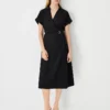 Petite Crossover Collared Midi Shirtdress Black 2 Petite Crossover Collared Midi Shirtdress Black -Anntaylor Shop 835412 2222